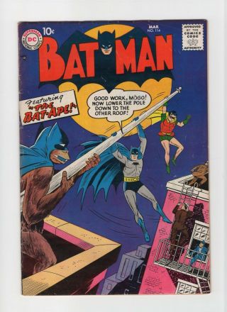 Batman 114 Fn - 5.  5 Vintage Detective Dc Comic Bat - Ape Golden Age 10c Robin