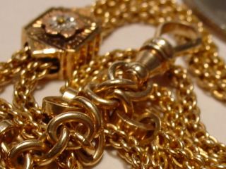 Antique 9 " 14k Gold Watch Chain With Tri Color Slide 12.  4grams Bracelet No Scrap