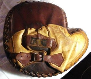 1900s Vintage Draper Maynard Baseball Two Tone Leather Catcher 
