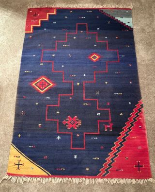 Antique Vintage Navajo Native American Indian Rug Hand Woven 47x75 Inches