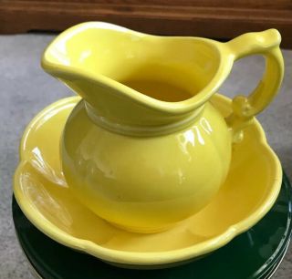 Vintage McCoy Pottery Sunflower Yellow Pitcher And Bowl Set 2