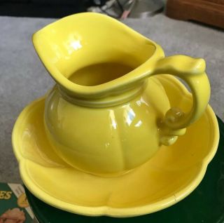 Vintage McCoy Pottery Sunflower Yellow Pitcher And Bowl Set 4