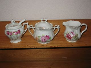 4 Vintage Sugar & Creamer & Jelly Jar With Spoon,  1 Sugar Bowl 1 Welmar Germany,