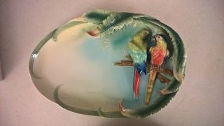 Huge Franz Vintage Amazon Rainforest Parrot Design Sculptured Platter,  Nib
