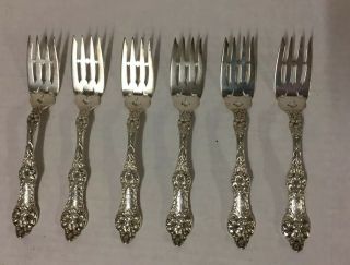 Set Of 6 Sterling Silver Salad Forks Old Orange Blossom Alvin W/ “b” Monogram