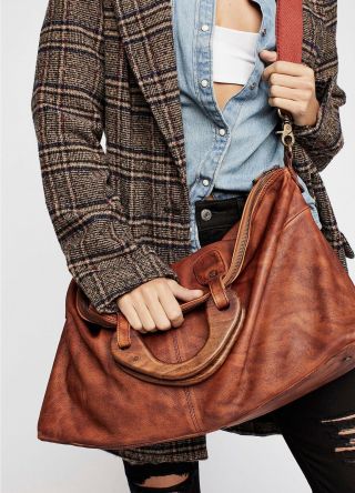 People Willow Vintage Leather Tote Bag Dark Brown Nwt $228 X - Large Weekend
