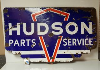 Vintage Porcelain Sign Hudson Dealer Sign Double Sided Rare Automobile History