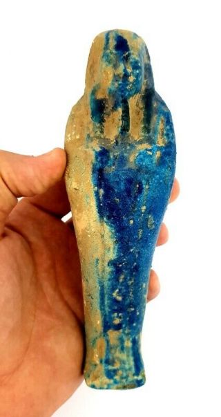 Very Rare Blue Ushabti Egyptian Ancient Faience Shabti Egypt Mummy Hieroglyphic