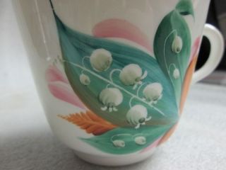 ANTIQUE Old Porcelain Hand Painted LILY OF THE VALLEY MOUSTACHE CUP MUG c 1880 2