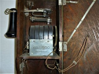 Antique ALL 1900 - 1915 Kellogg TIGER OAK CRANK WALL PHONE - 6