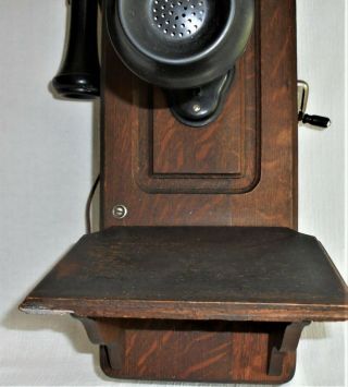 Antique ALL 1900 - 1915 Kellogg TIGER OAK CRANK WALL PHONE - 7