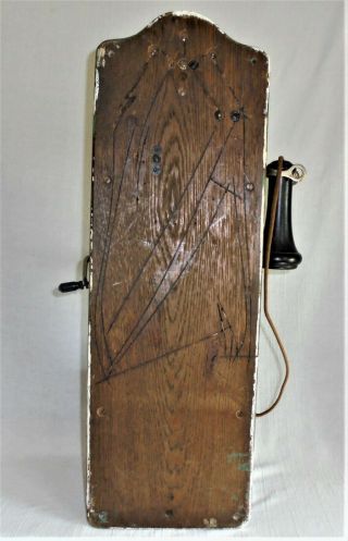Antique ALL 1900 - 1915 Kellogg TIGER OAK CRANK WALL PHONE - 9