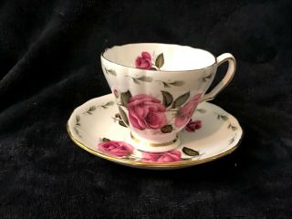 Royal Vale Bone China Tea Cup And Saucer - Made In England - Rose Floral Pattern