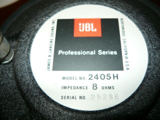 PAIR VINTAGE JBL 2405H Pro Slot Tweeters 1 LOUDER THAN OTHER 3