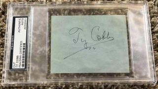 Rare Large Ty Cobb Autograph Autographed Signed Cut Psa Dna Slabbed