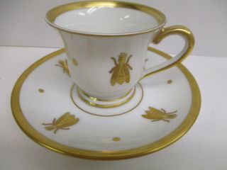 Bone China Demitasse Tea Cup & Saucer Hand Painted Limoges Gold Bee