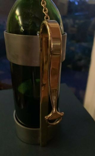 Gucci Vintage Wine Caddy Brushed SilverMetal/Pewter WGold Chain,  Symbol,  Handle 10