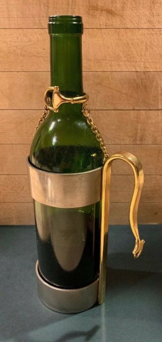Gucci Vintage Wine Caddy Brushed Silvermetal/pewter Wgold Chain,  Symbol,  Handle