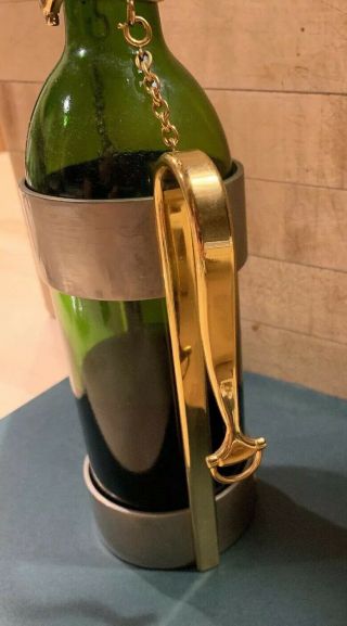 Gucci Vintage Wine Caddy Brushed SilverMetal/Pewter WGold Chain,  Symbol,  Handle 2