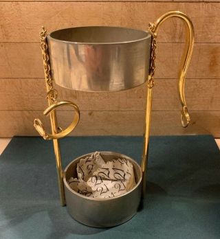 Gucci Vintage Wine Caddy Brushed SilverMetal/Pewter WGold Chain,  Symbol,  Handle 3