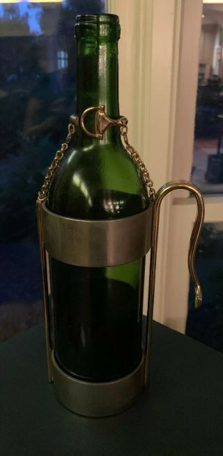 Gucci Vintage Wine Caddy Brushed SilverMetal/Pewter WGold Chain,  Symbol,  Handle 8