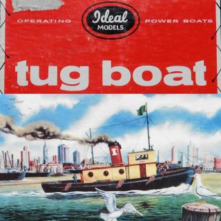 Ideal Mahogany Wood Tug Boat Model Toy Kit 1958 Mib W/ Metal Fittings & Orig Box