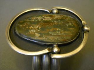 Petrified wood sterling silver bracelet 2 1/8 