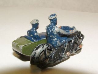 Old Toy Motorcycle Sidecar & Cop Riders.  Dinky Toys.  Made In England