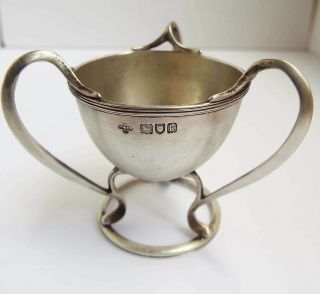 Stunning Rare English Antique Stylised Art Nouveau 1905 Sterling Silver Egg Cup