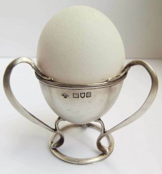 STUNNING RARE ENGLISH ANTIQUE STYLISED ART NOUVEAU 1905 STERLING SILVER EGG CUP 2