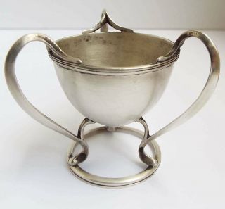 STUNNING RARE ENGLISH ANTIQUE STYLISED ART NOUVEAU 1905 STERLING SILVER EGG CUP 4