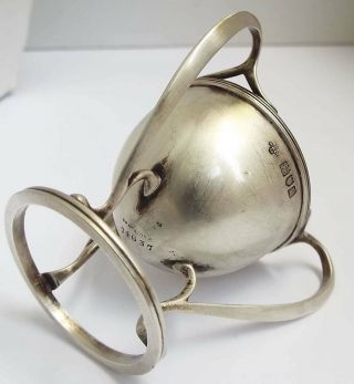 STUNNING RARE ENGLISH ANTIQUE STYLISED ART NOUVEAU 1905 STERLING SILVER EGG CUP 5