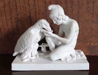 Rare Antique 19th C Royal Copenhagen Ganymede & The Eagle Parian Ware Group