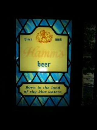 Vintage 60 ' s Hamm ' s MOTION MOVING LIGHT UP Beer Sign w/Canoe Waterfall CAMPFIRE 8