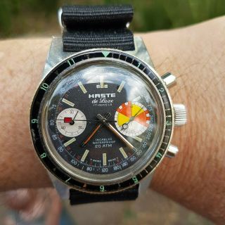 Vintage Haste De Luxe Regatta Chronograph Stainless Steel Cal.  Valjoux 7733