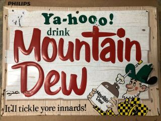 Canadian Ya - Hooo Mountain Dew Sign Rare Htf 1967 Vintage S043