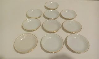 Set Of 10 Antique Butter Pats Porcelain White Ivory Swirl With Gold Edges