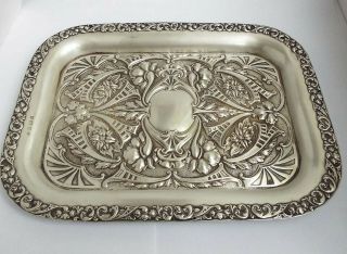 Stunning Large Heavy Decorative English Antique 1903 Solid Sterling Silver Tray