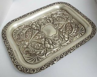 STUNNING LARGE HEAVY DECORATIVE ENGLISH ANTIQUE 1903 SOLID STERLING SILVER TRAY 3