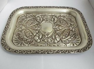 STUNNING LARGE HEAVY DECORATIVE ENGLISH ANTIQUE 1903 SOLID STERLING SILVER TRAY 4