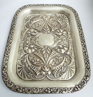 STUNNING LARGE HEAVY DECORATIVE ENGLISH ANTIQUE 1903 SOLID STERLING SILVER TRAY 7