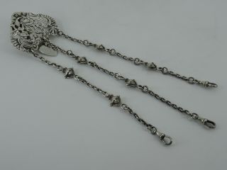 Lovely English Victorian Solid Sterling Silver Chatelaine Chain Birmingham 1888