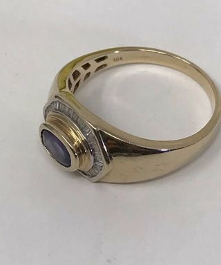 Tanzanite & Diamond Men ' s Ring 10K Yellow Gold - Size 11 7