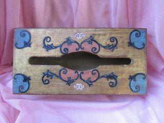 Shabby Vintage Florentine Gold Gilt Wood Tissue Box Holder Made In Italy