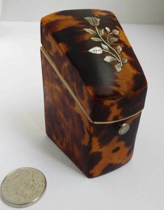 Stunning V Rare English Antique C.  1860 Faux Tortoiseshell Sewing Needle Case Box