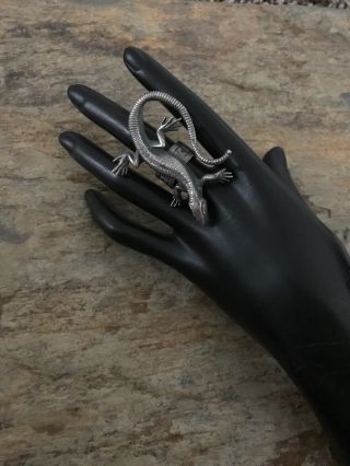 Vintage Old Pawn Sterling Silver Lizard Ring.  Size 6 3