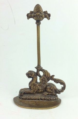 Antique Gothic Victorian English Bronze Griffin Doorstop Acorn Finial