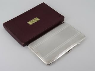 Fine Solid Sterling Silver Cigarette Case With Box Birmingham 1946 200g