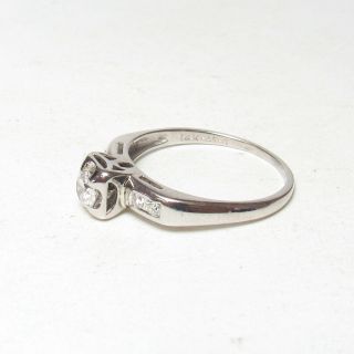 1940s Vintage 14K White Gold 0.  30 Ct Brilliant Cut Diamond Ring 0.  40 Cts Total 2