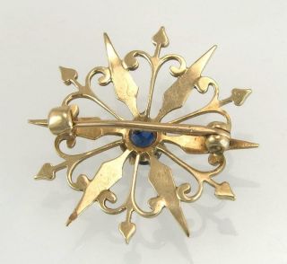 Vintage 14K Yellow Gold.  35ct Sapphire Hearts & Arrows Pin Brooch 2.  4g 2